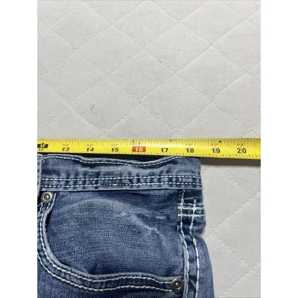 BKE Denim Tyler Straight Jeans Men's 36R(36x32) Dark Wash Factory Distressing